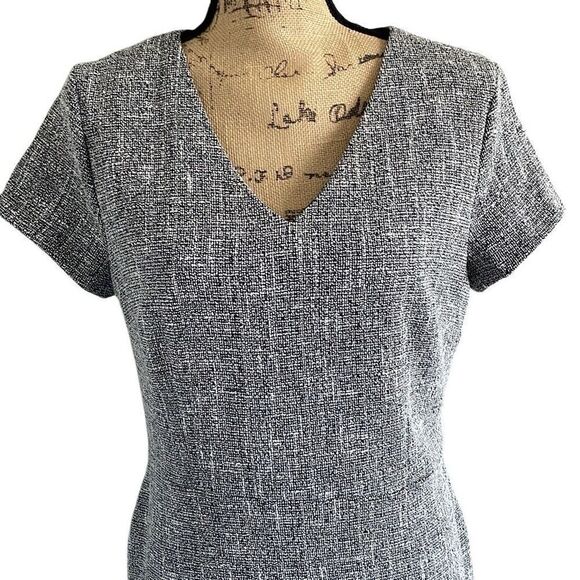 EUC! Banana Republic Black White Tweed Sheath Dress - Size 10 Petite - Picture 6 of 12